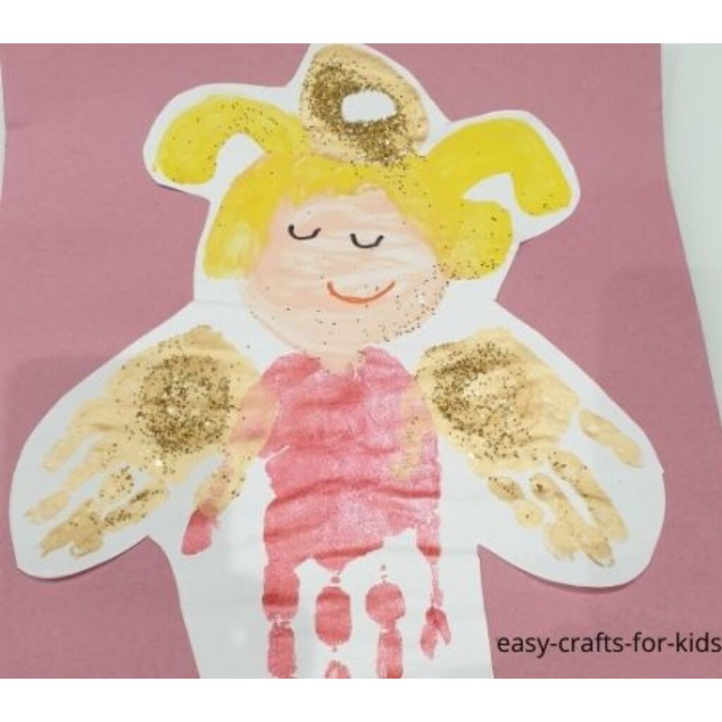 handprint angel craft by Easy Crafts for Kids