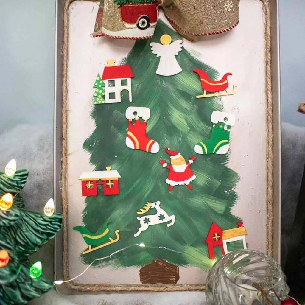 Christmas cookie sheet craft by Sustain my Craft Habit