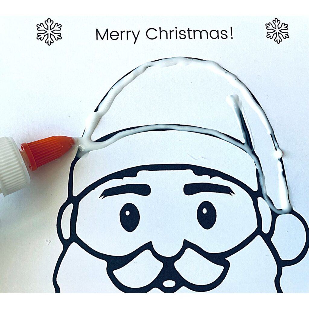 preschool santa craft - santa face printable outlined in glue