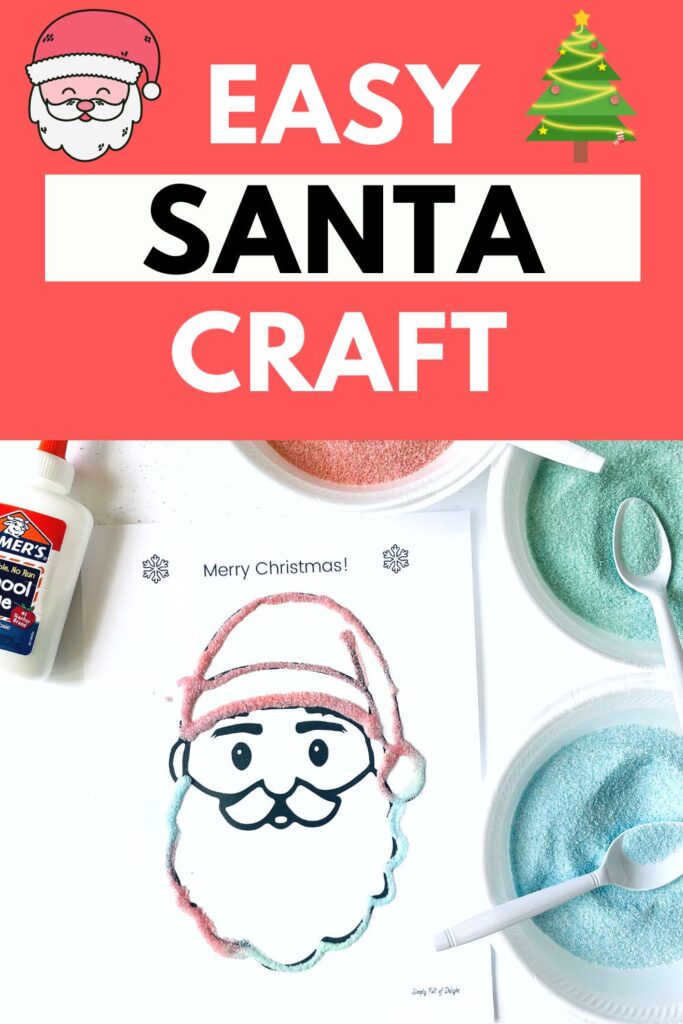 Easy Santa Craft for Kids with free Santa face printable - perfect for sand art and other easy Christmas crafts for kids