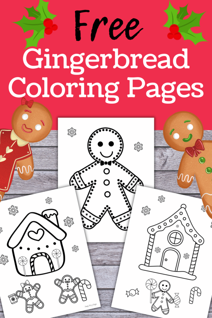 Free printable gingerbread man coloring pages for kids - 3 free Christmas coloring sheets featuring gingerbread houses and gingerbread men.