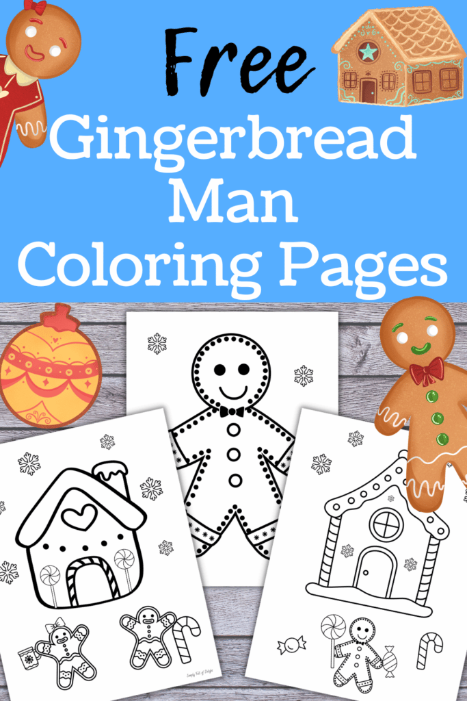 free printable gingerbread man coloring pages featuring gingerbread boy, gingerbread girl and gingerbread houses.