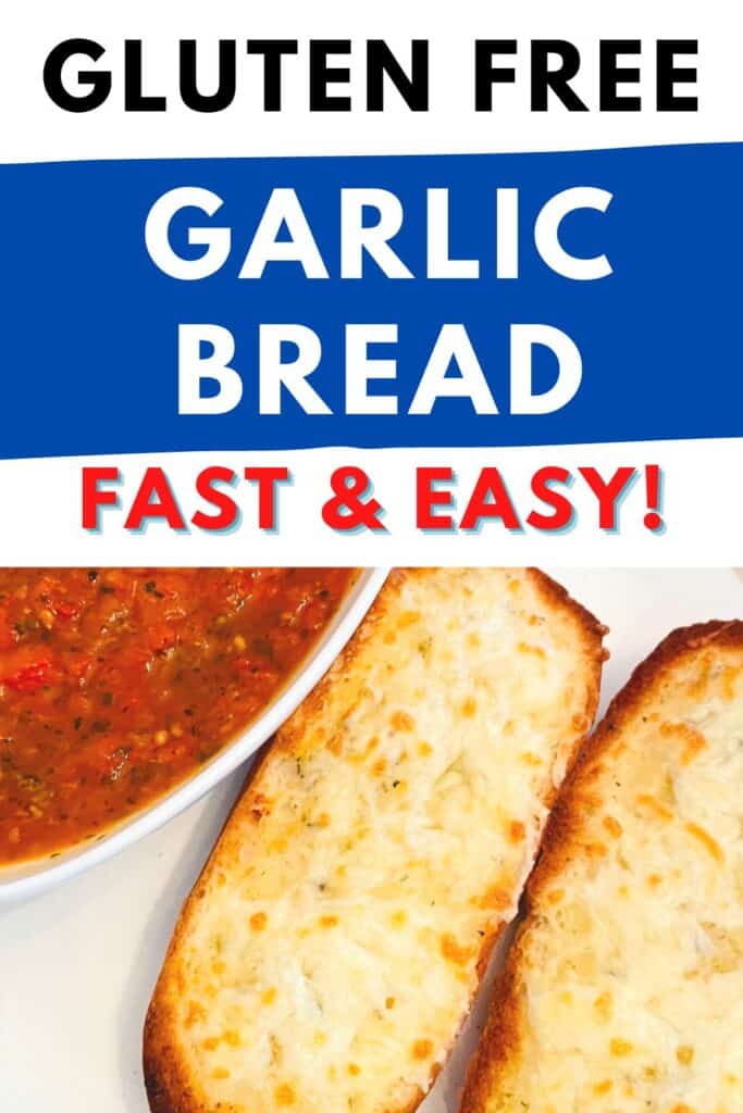 Easy Gluten Free Garlic Bread Recipe - fast and easy gluten free bread for pasta night! - cheesy garlic bread shown with dipping sauce