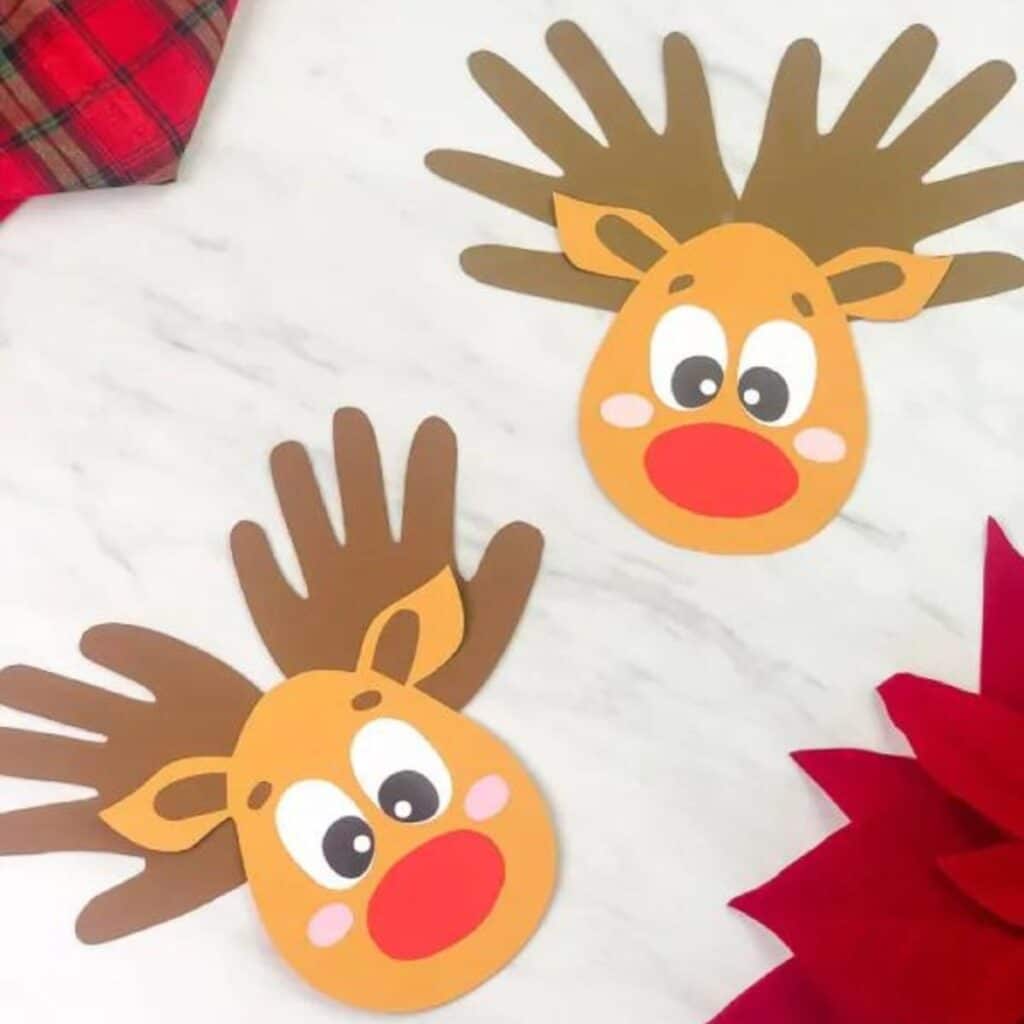 handprint reindeer craft by Simple everyday mom