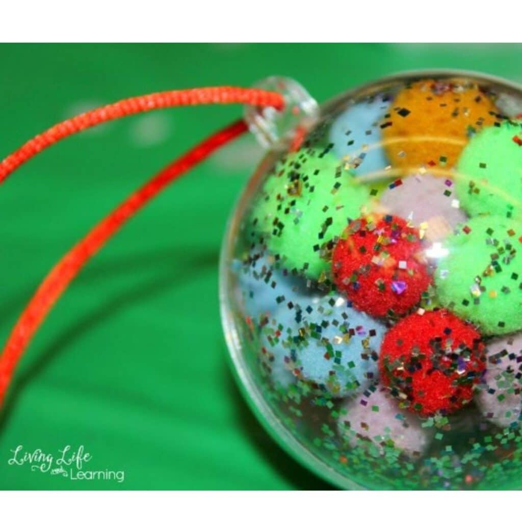 Pom pom Christmas ornament by Living Life & Learning