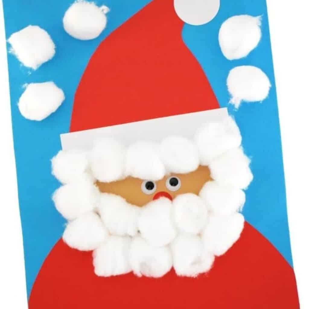 santa claus craft with cotton balls by Journey to SAHM