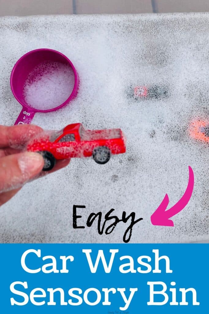 easy car wash sensory bin - a fun transportation sensory activity for kids - this preschool sensory play idea uses soapy water, cars, and scoops to create an engaging sensory activity