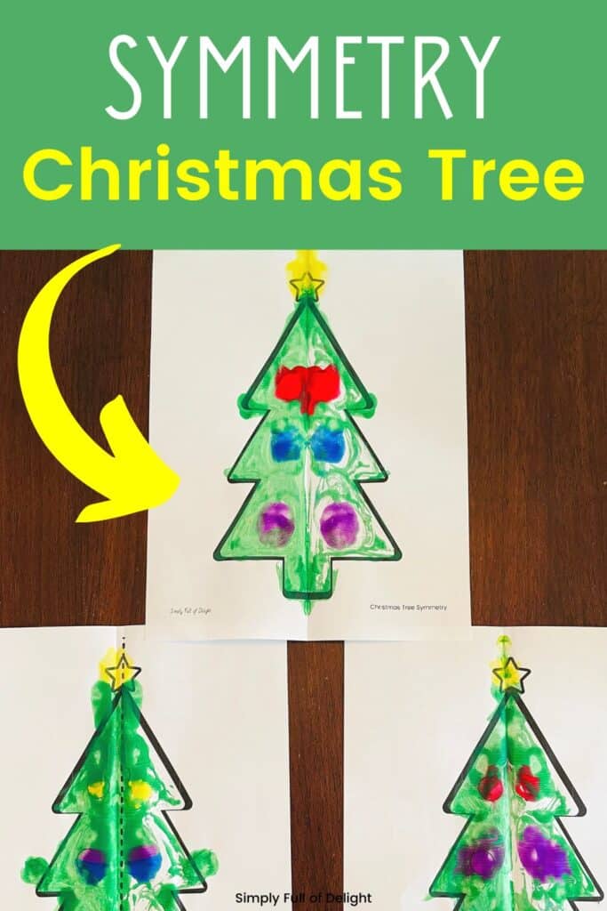 Symmetry Christmas tree craft for kids - a symmetry art project for Christmas - easy Christmas craft for preschool