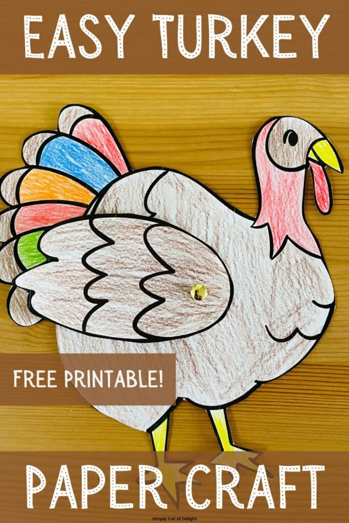 Easy Turkey Paper Craft - free printable! This Preschool turkey craft make the perfect Thanksgiving craft for preschoolers and kindergarteners!