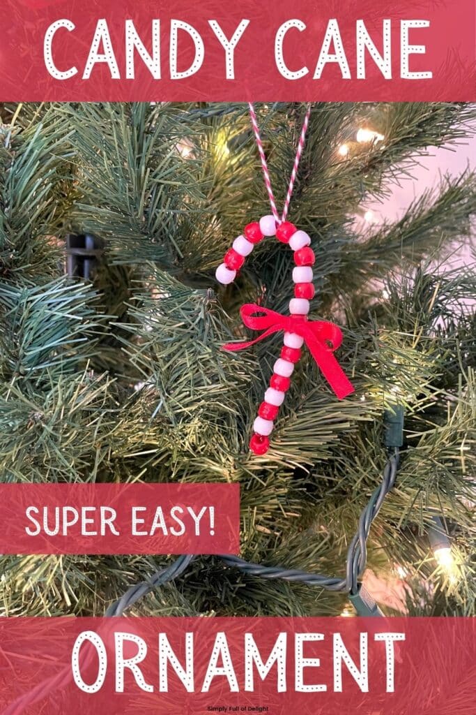 Bead Candy Cane Ornament DIY - a super easy preschool ornament - easy Christmas craft for kids