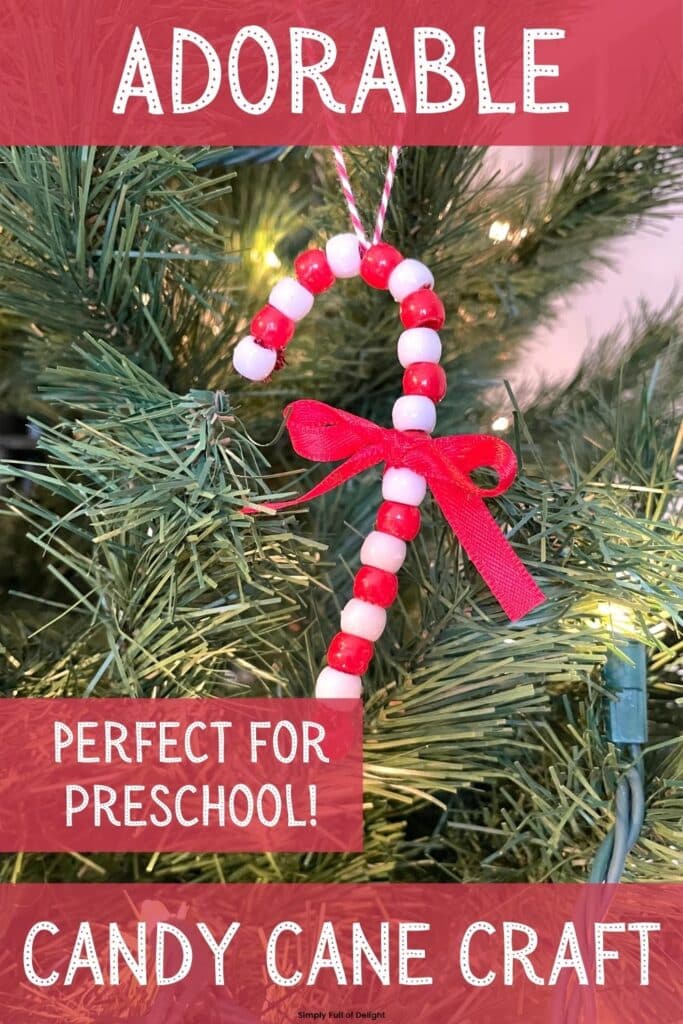 Adorable Candy Cane Craft for kids - this super easy Christmas ornament is perfect for preschool