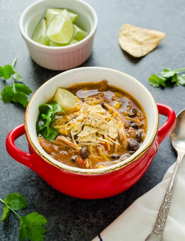 Slow Cooker Chicken Tortilla Soup is an easy dump 'n go recipe that everyone will love! @Flavorthemoment