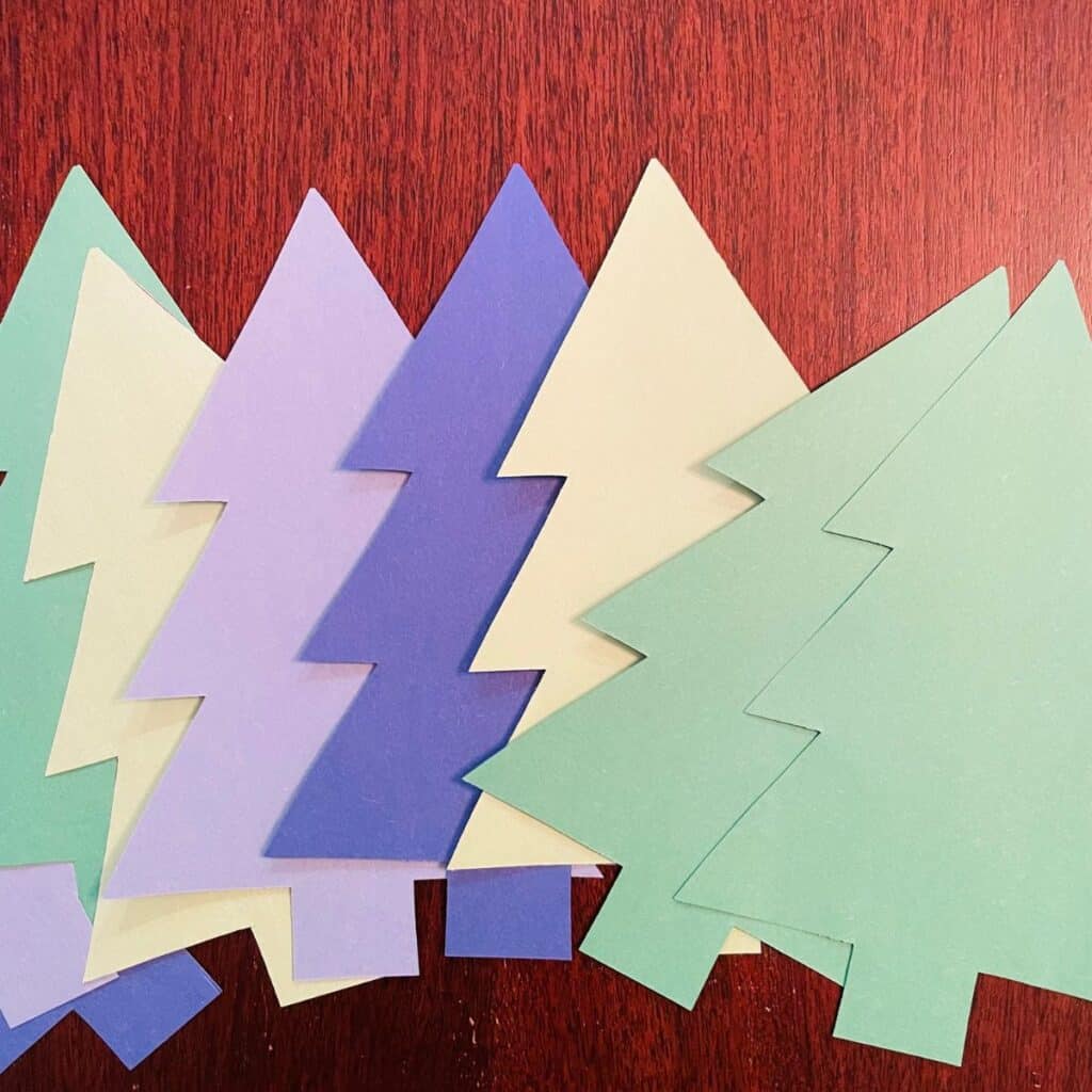 winter tree templates cut out and ready to paint!