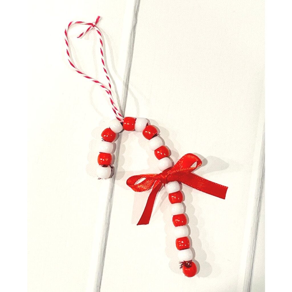 bead candy cane ornament finished