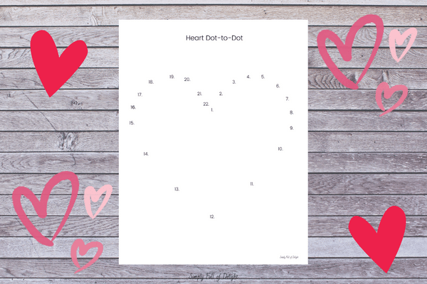 Heart dot to dot printable - Valentine connect the dots page for preschool