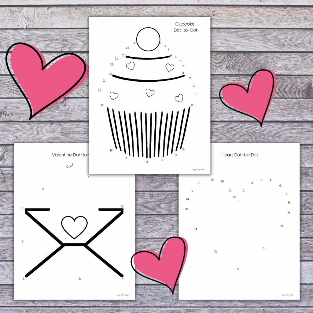 valentine's day dot to dots free printables for preschool - valentine connect the dots pages