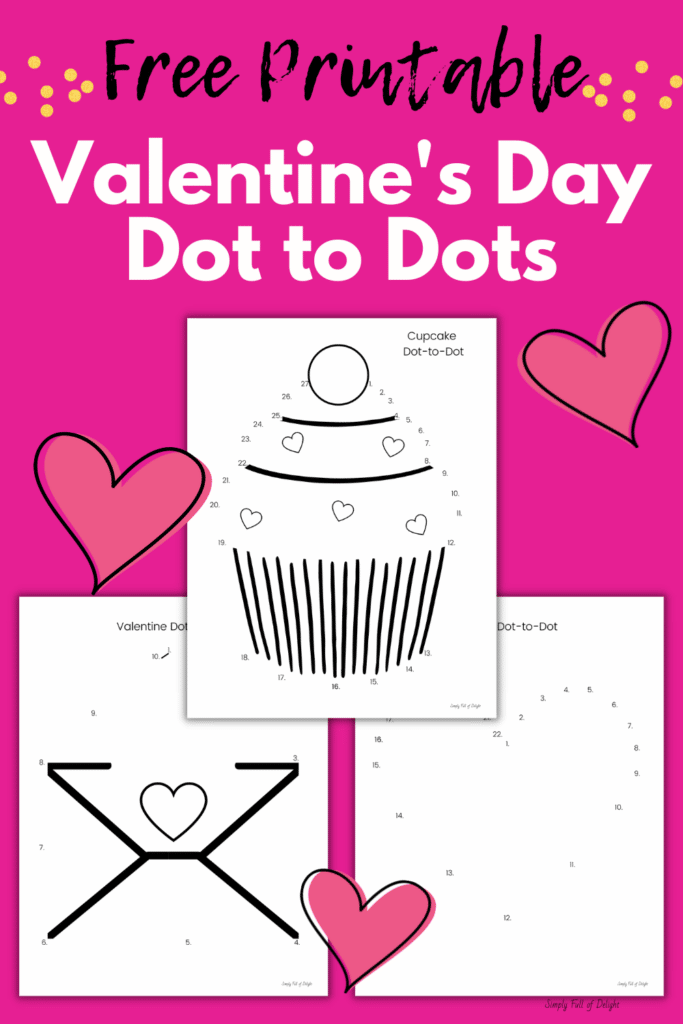 Looking for Valentine's Day preschool activities?  These Valentine's Day Dot to Dot Free Printables are fun!  There's a cupcake, a valentine envelope and a heart