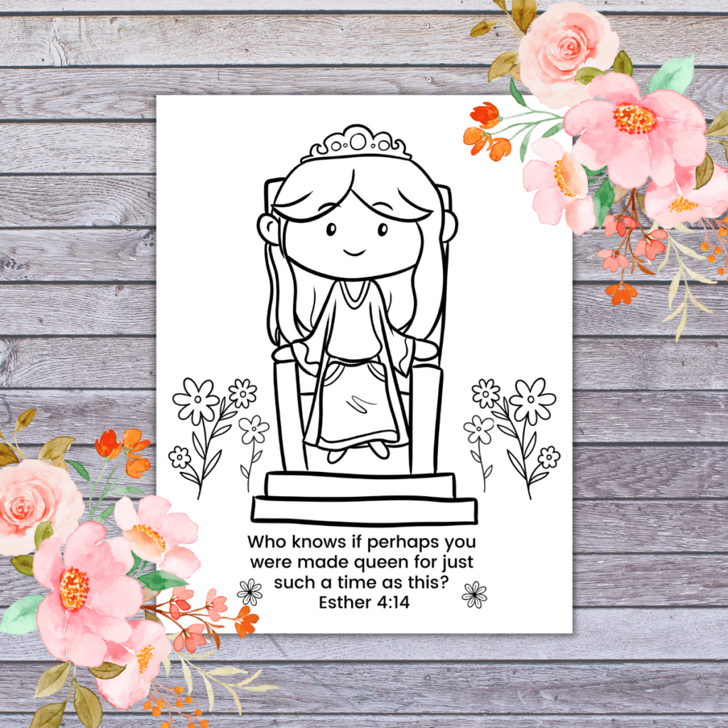 Queen Esther Coloring page - free printable for kids