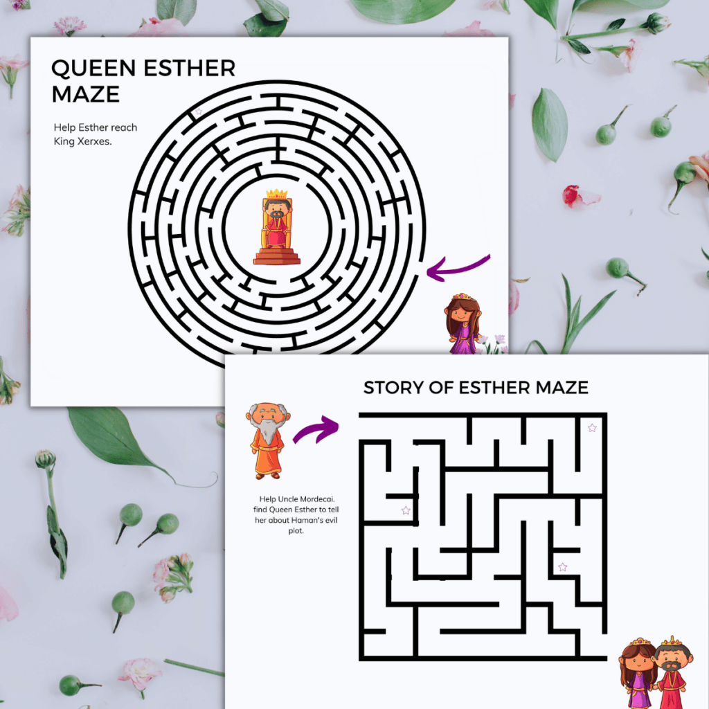 Queen Esther mazes for kids