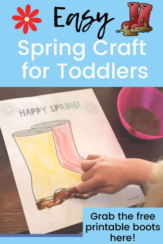 Easy spring craft for toddlers - Muddy boots craft - fingerpaint with pudding
