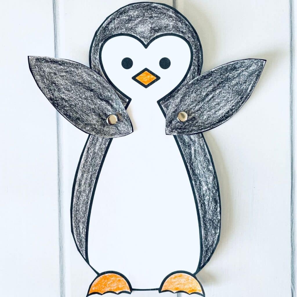 Paper Penguin Craft with Flippers that Move (Free Printable)