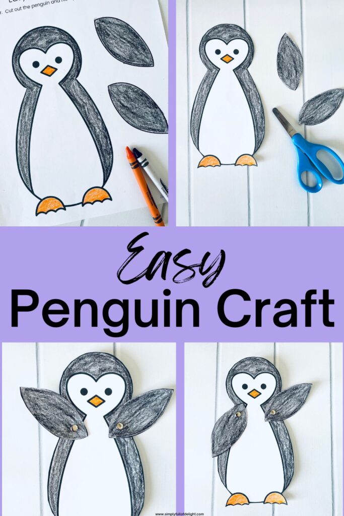 Easy Paper Penguin Craft for Kids - a free printable paper penguin with moveable flippers