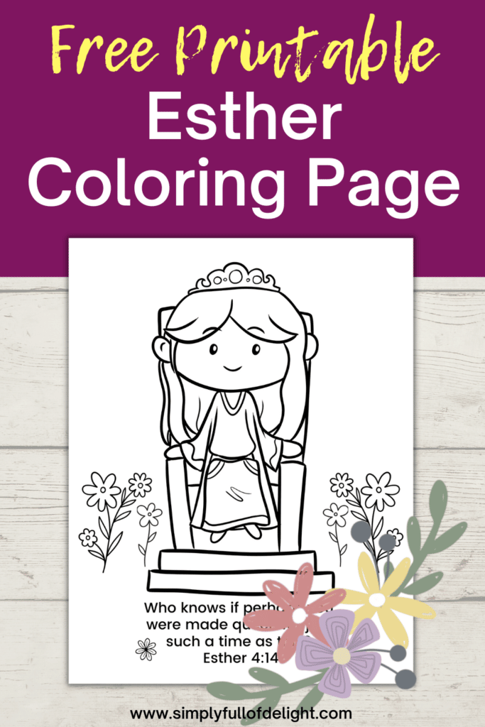 Free printable Queen Esther Coloring Page - a free bible coloring sheet