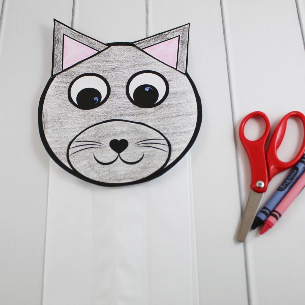 black cat puppet with free printable