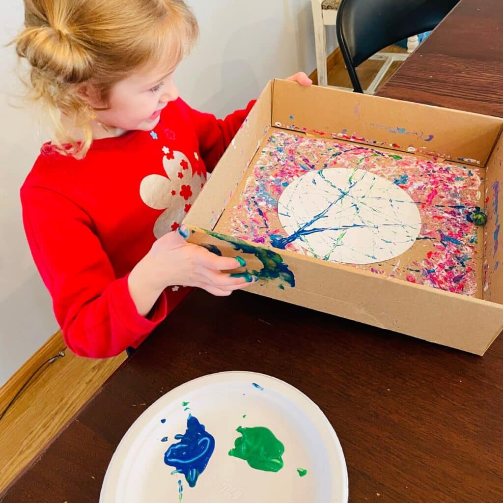 child marble painting a preschool Earth Craft