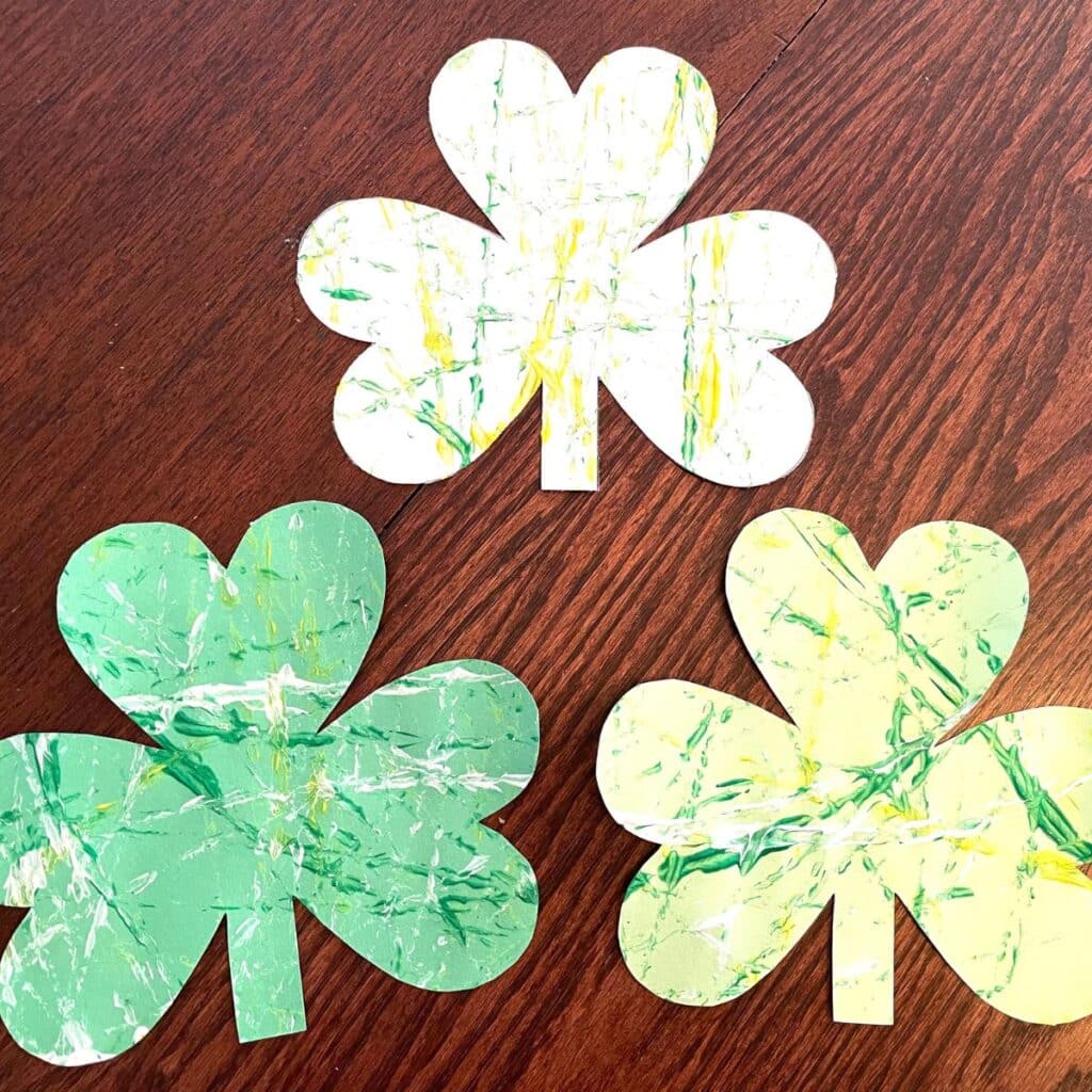 marble paint St. Patrick's Day craft - easy preschool shamrock craft