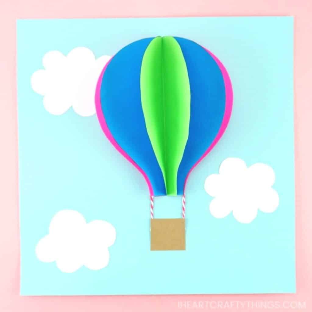 hot air balloon paper craft for kids - by I heart Crafty things