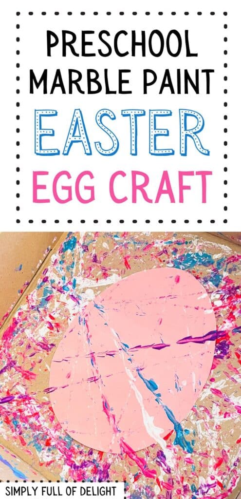 Preschool Marble Paint Easter Egg Craft - paper Easter egg painted with marbles