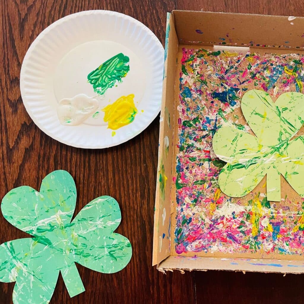 paint with shamrock template - marble painted shamrock craft