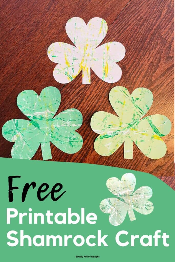 Free printable Shamrock Craft - a marble painting shamrock craft