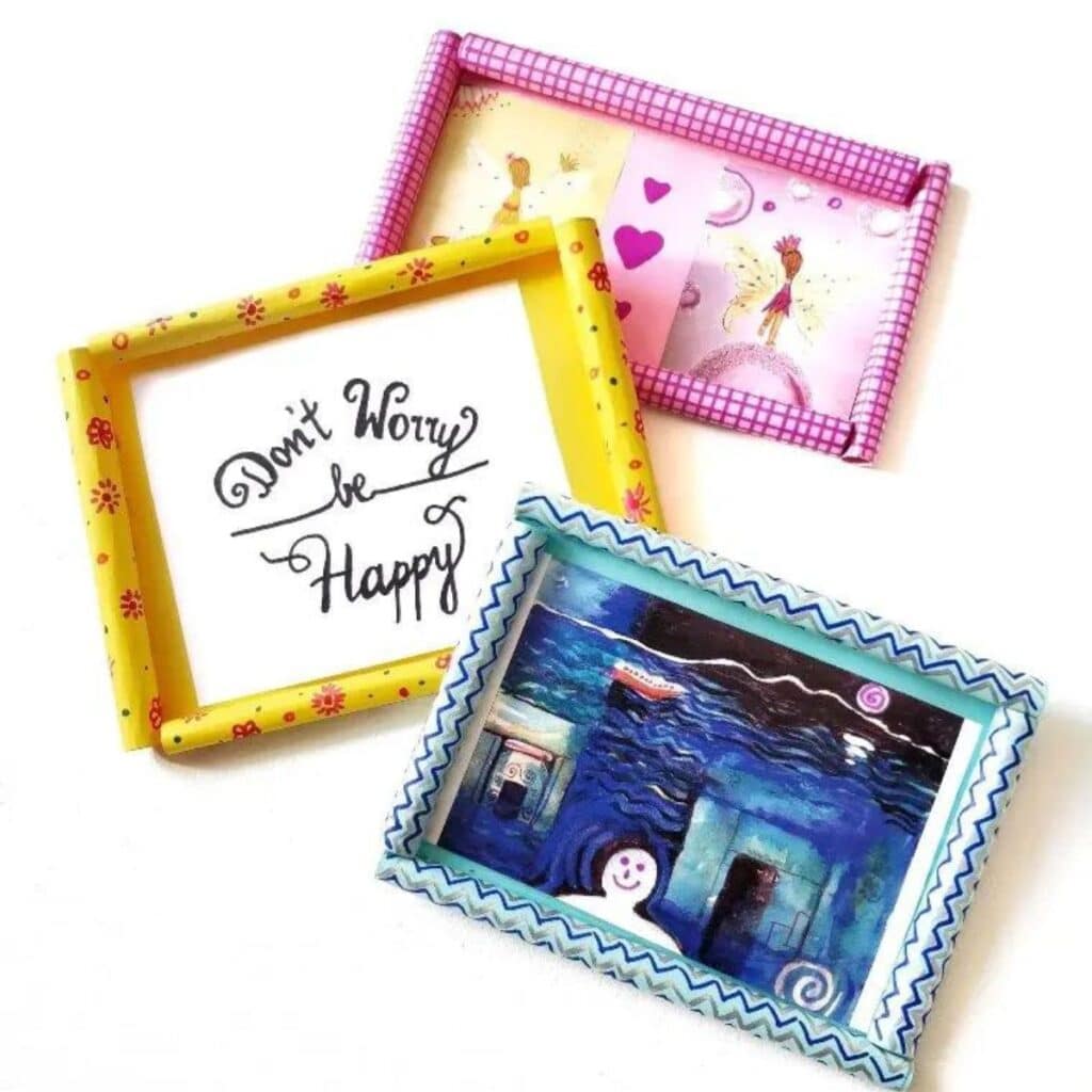 diy paper picture frames by craftsy hacks  - 3-d paper frames with various artwork inside