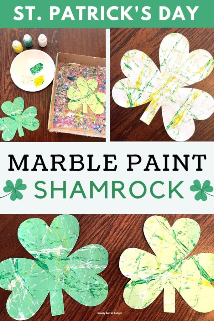 Marble Paint Shamrock Craft - St. Patrick's Day craft for kids