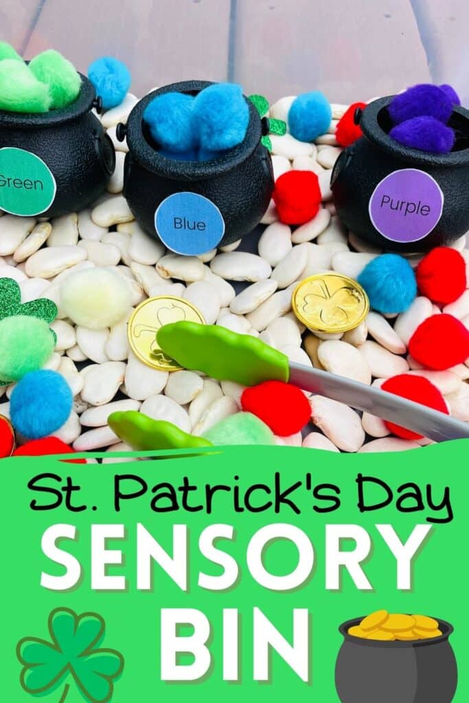 Saint Patricks day sensory table idea a color sorting St. Patrick's Day sensory bin for preschool