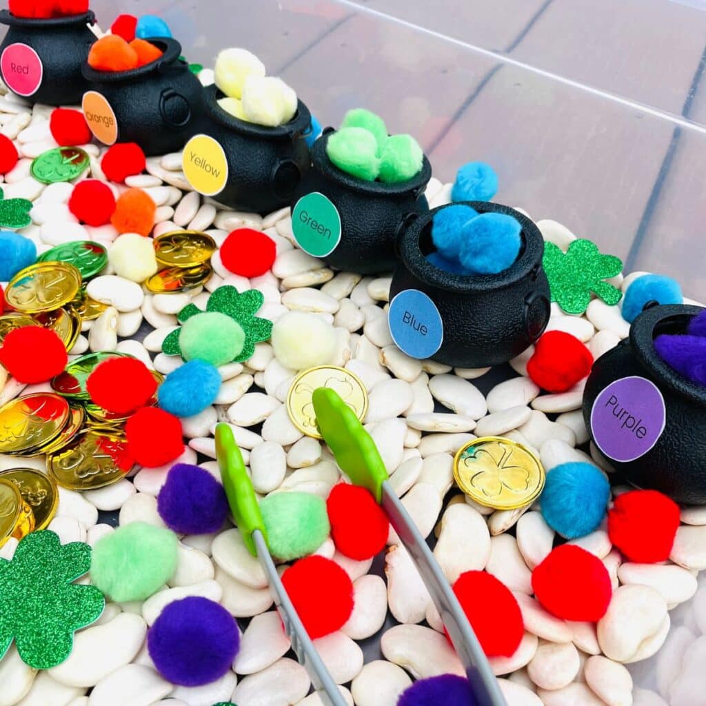 color sorting st. patrick's day sensory activity