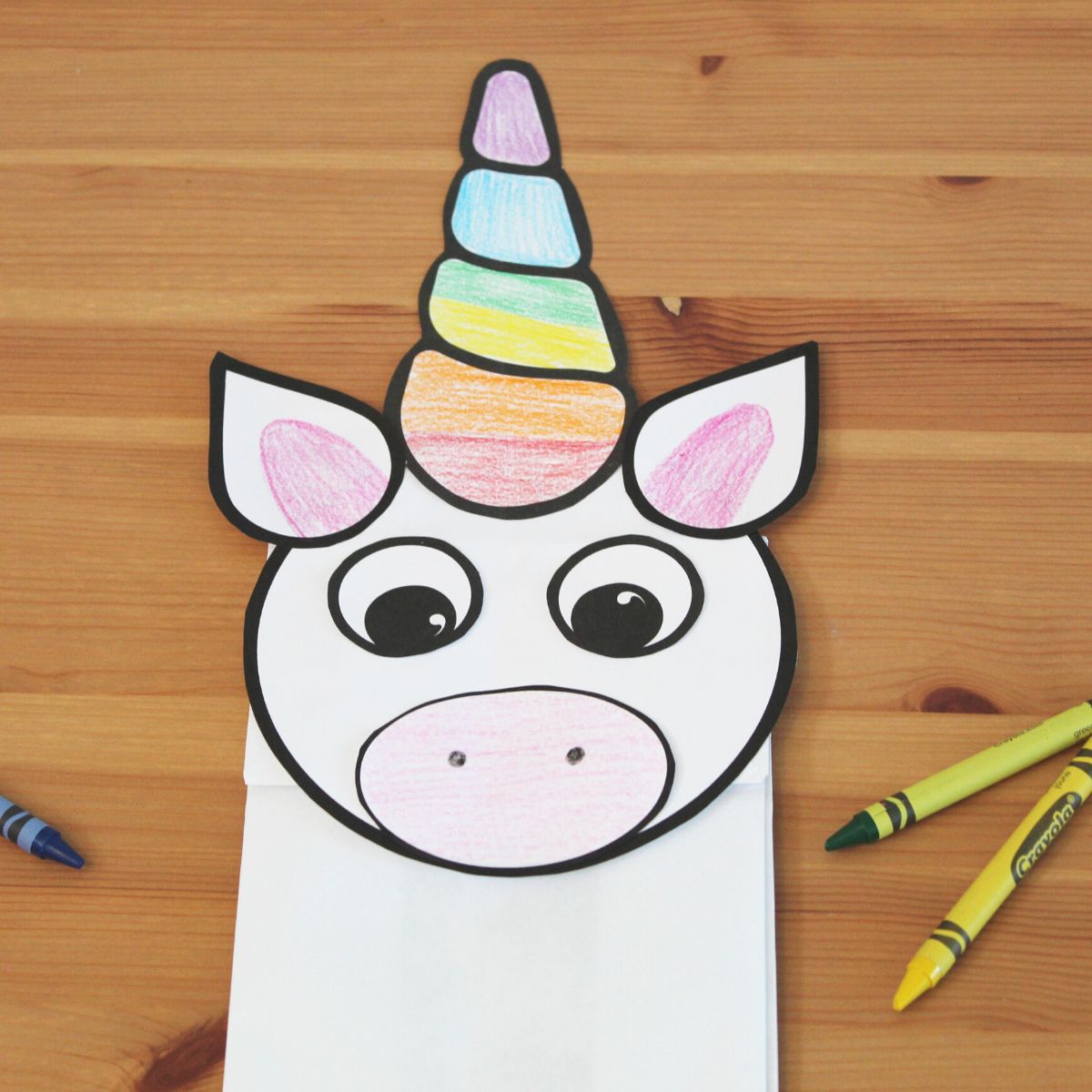 How to Make a Unicorn Paper Bag Puppet (with Free Template!)