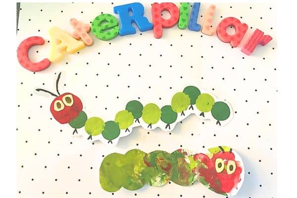 block painting caterpillar by Mama of Minis