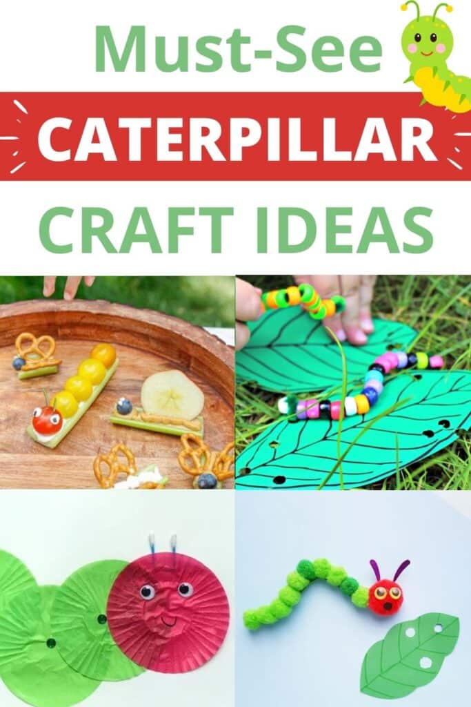 Must See Caterpillar craft ideas - pic of caterpillar celery snack, bead caterpillars, cupcake liner caterpillar craft and pom pom caterpillar idea