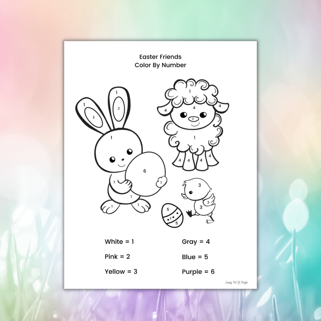 Easter bunny color by number printable free