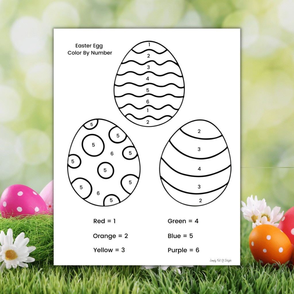 Easter egg color by number free printable