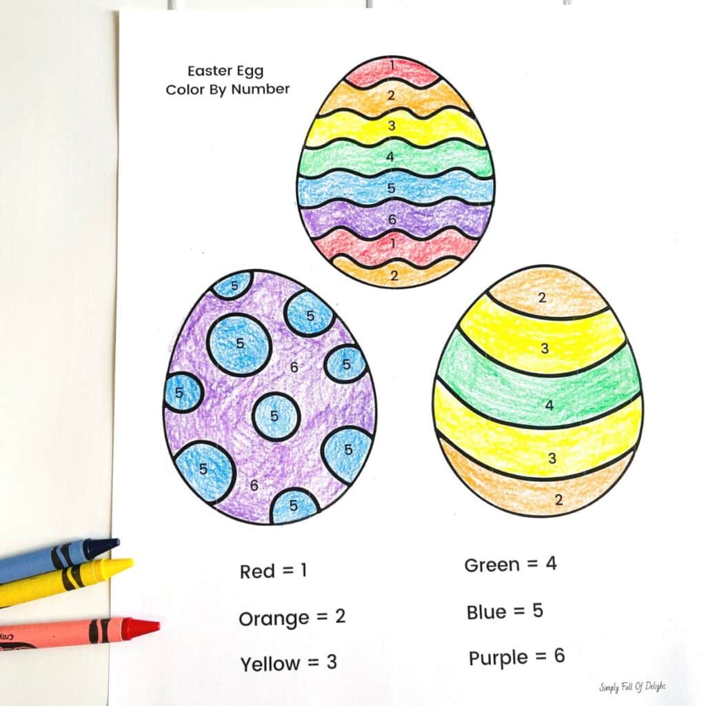 Easter egg color by number free printable - colored in