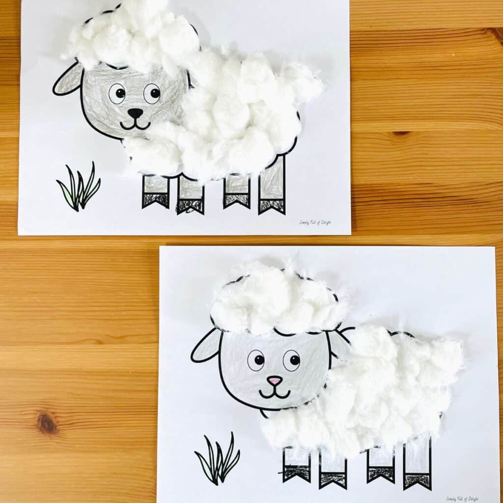 Easy Cotton Ball Sheep Craft (Free Printable)