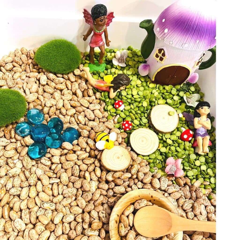 fairy garden sensory bin by Joyful play