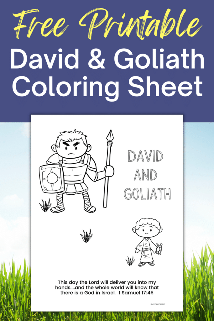 free printable David and Goliath coloring page - a fun David and Goliath Bible lesson printable