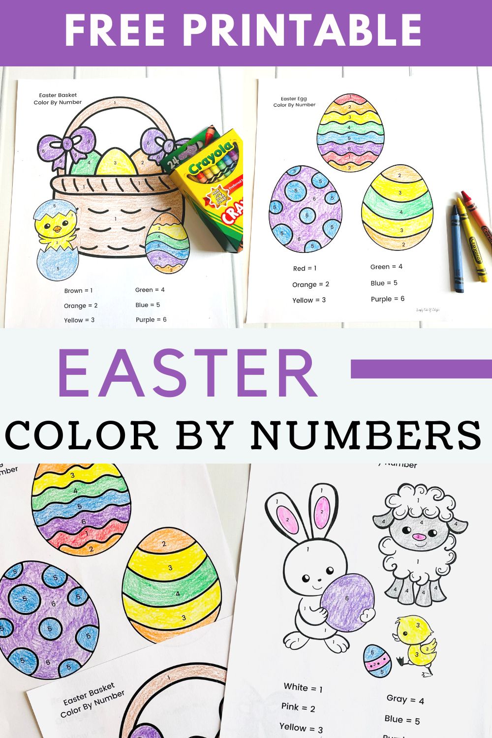 Easter Color By Number Worksheets (Free Printable!)