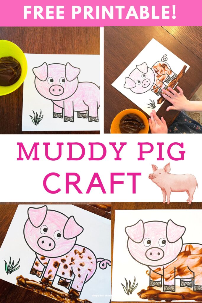 Free printable Muddy Pig Craft for farm theme preschool