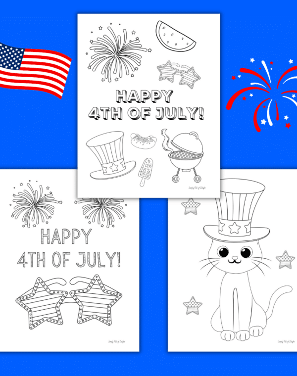 4th of July coloring pages - 3 free printable coloring sheets for Independence day.